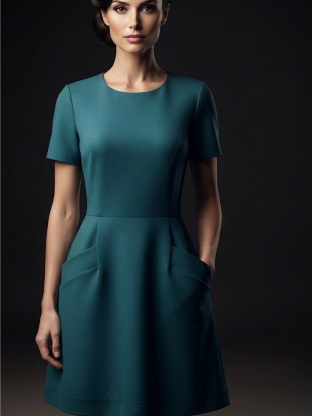 Donna Morgan Teal Short-Sleeve Fit & Flare Mini Dress